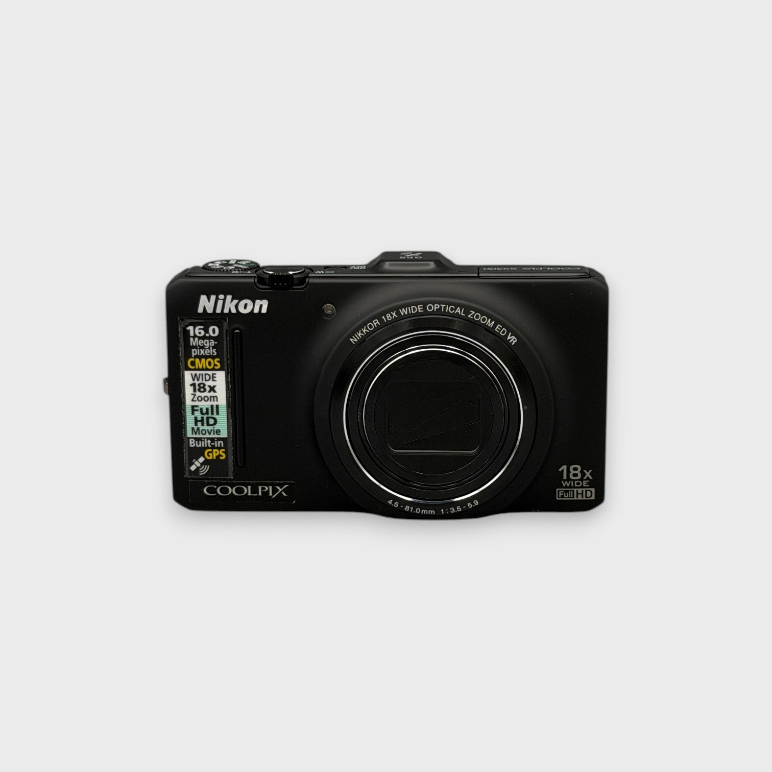 Nikon Coolpix S9300 Black Digicam | 16.0 MP CMOS, 18x Zoom, GPS
