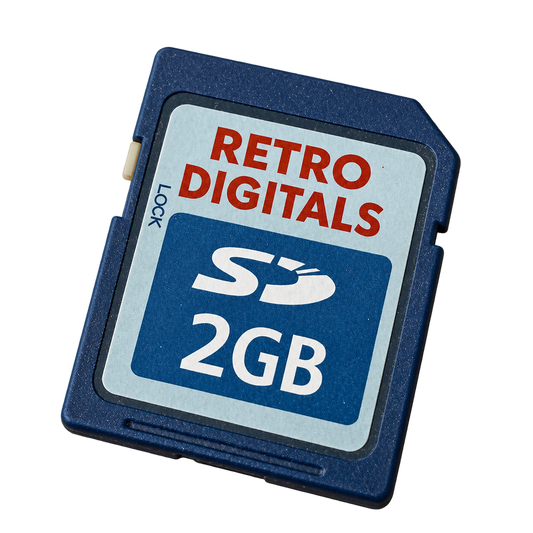 Representative used 2GB standard SD memory card, isolated on a transparent background; assorted brand and label may vary