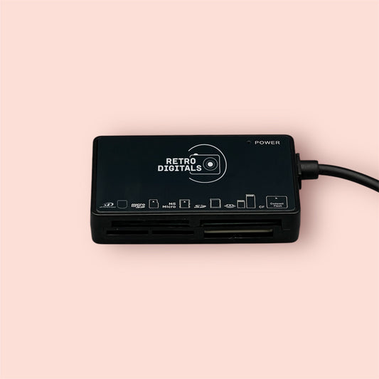6-in-1 USB 2.0 Card Reader for vintage digital cameras, compatible with CF, XD, SDHC, SDXC, Memory Card, and TF formats - Retro Digitals