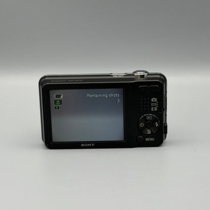 Sony Cyber-shot DSC-W710 rear view showing the LCD screen and control buttons.