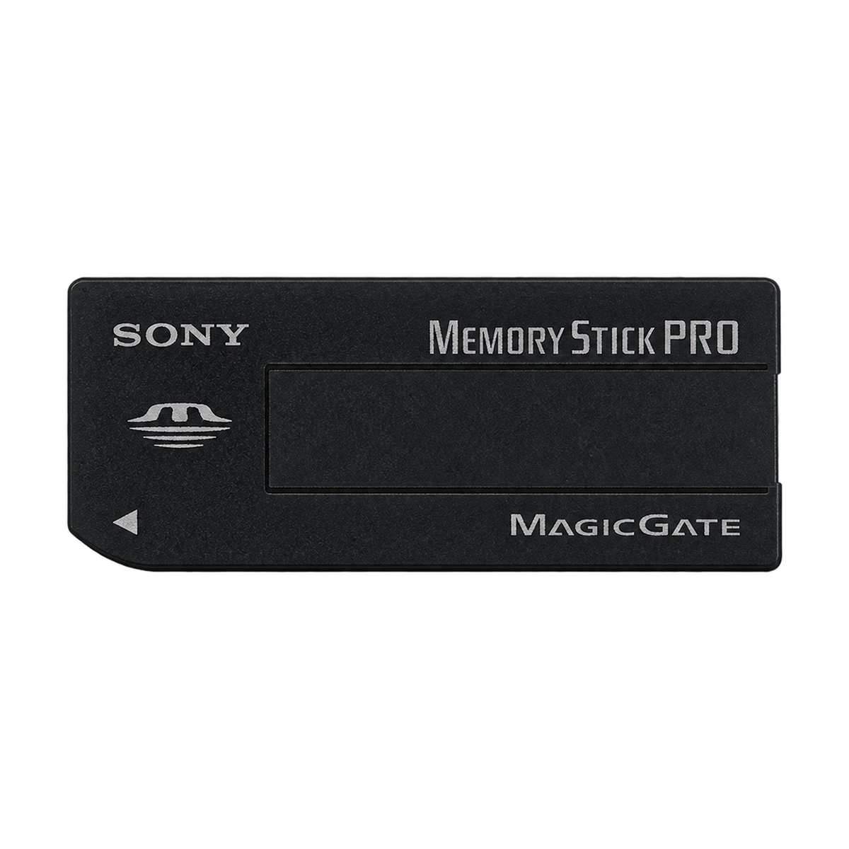 AI-edited representative image of a full-size Memory Stick PRO card, front view without a capacity marking