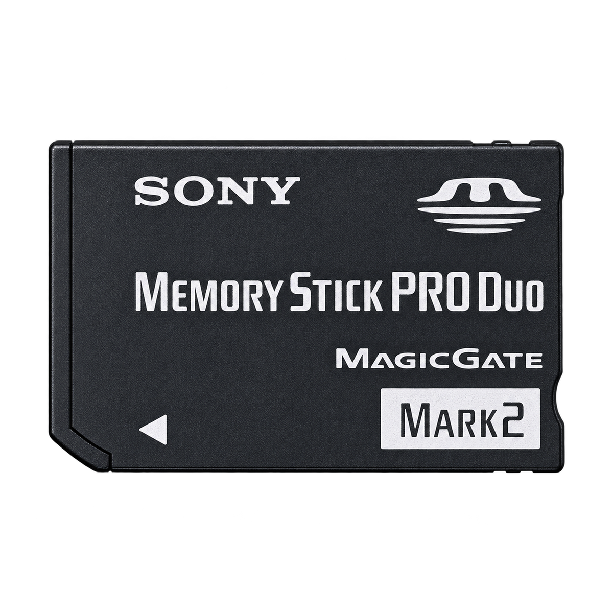 AI-edited representative image of a Memory Stick PRO Duo card, front view without a capacity marking