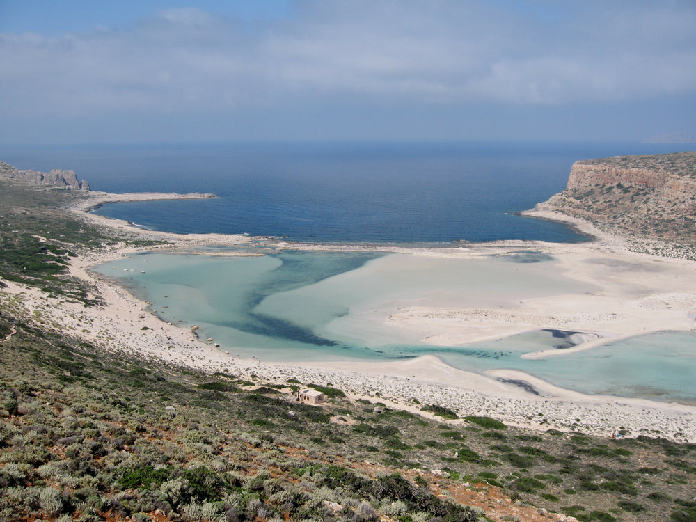 Turquoise Balos lagoon and pale sand
